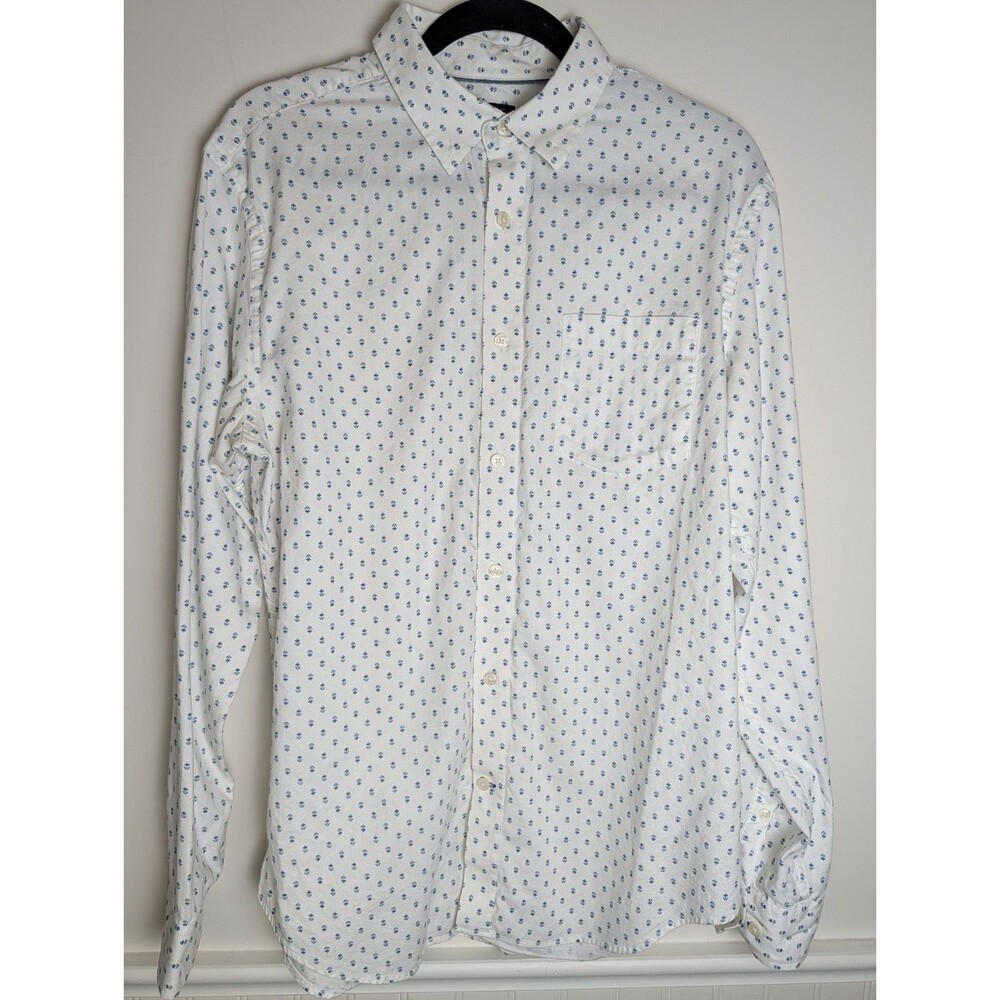 Banana Republic Men's Shirt Slim Stretch Button Up Long Sleeve Royal Anchor Lrg - Picture 1 of 11